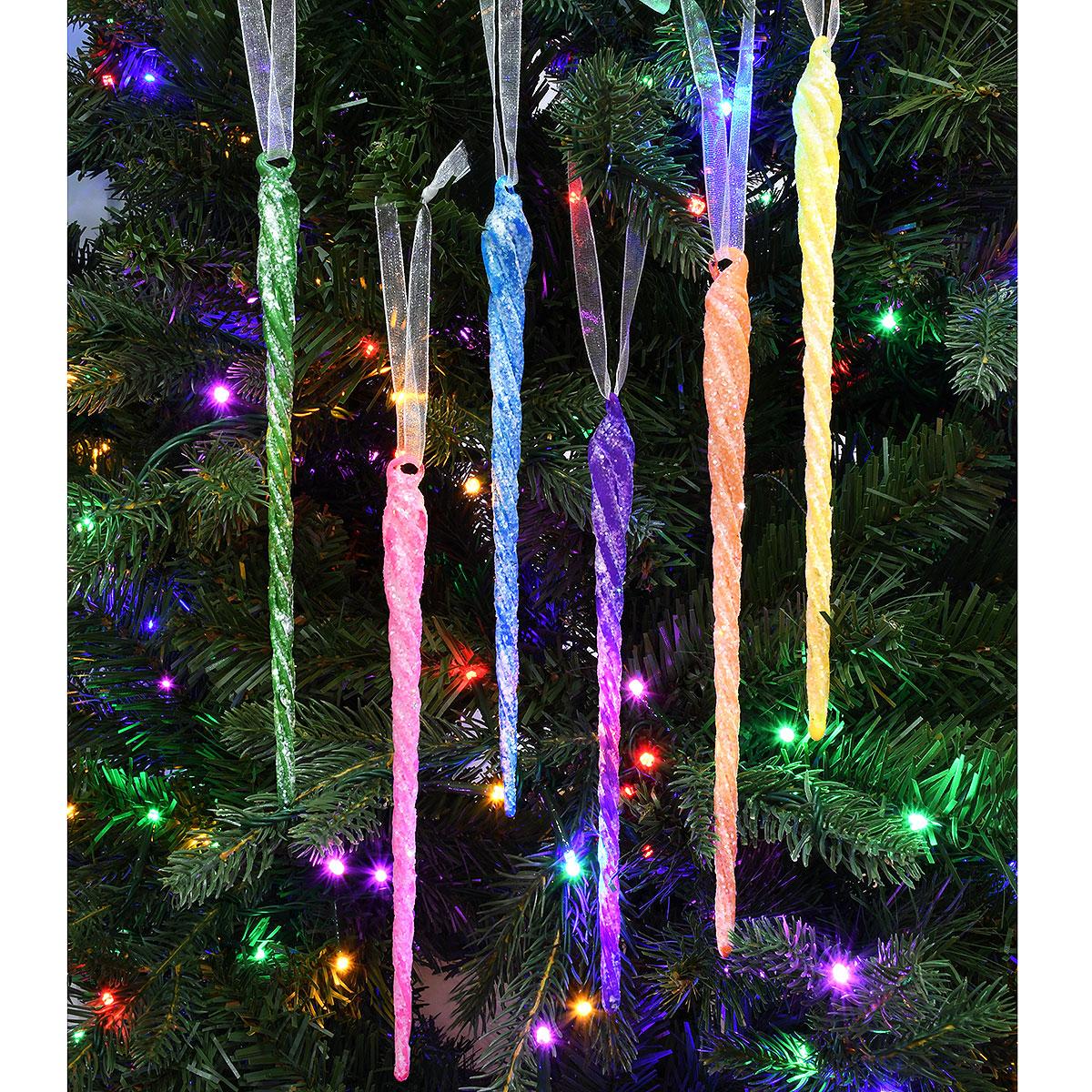 Glow In Dark Glitter Icicles 8 Inch