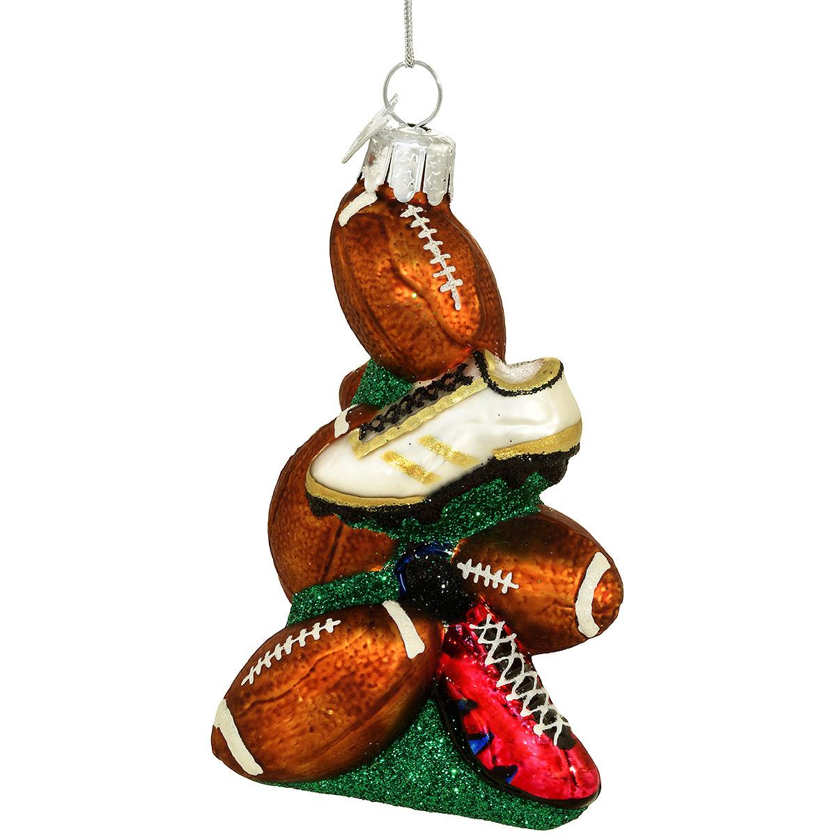 Footballs And Shoes Tower Glass Orn