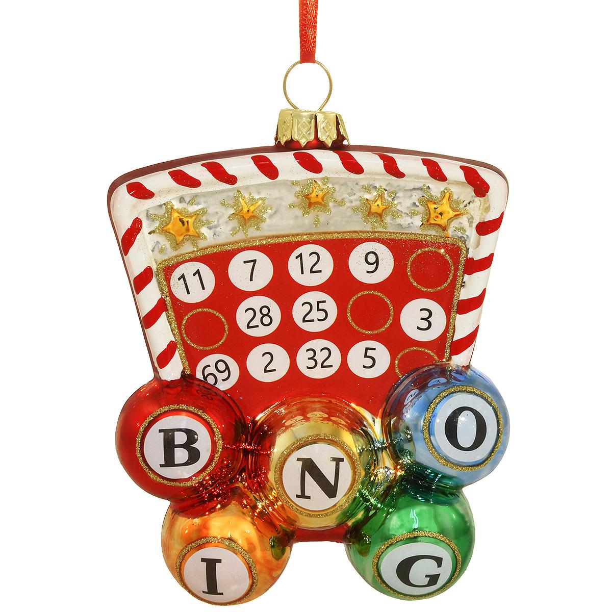 Bingo Game 4 Inch Glass Ornament