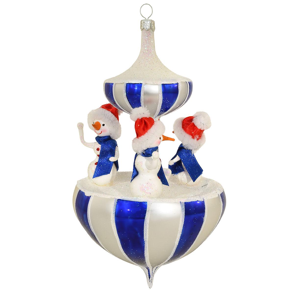 Carousel Fountain With 3 Snowmen