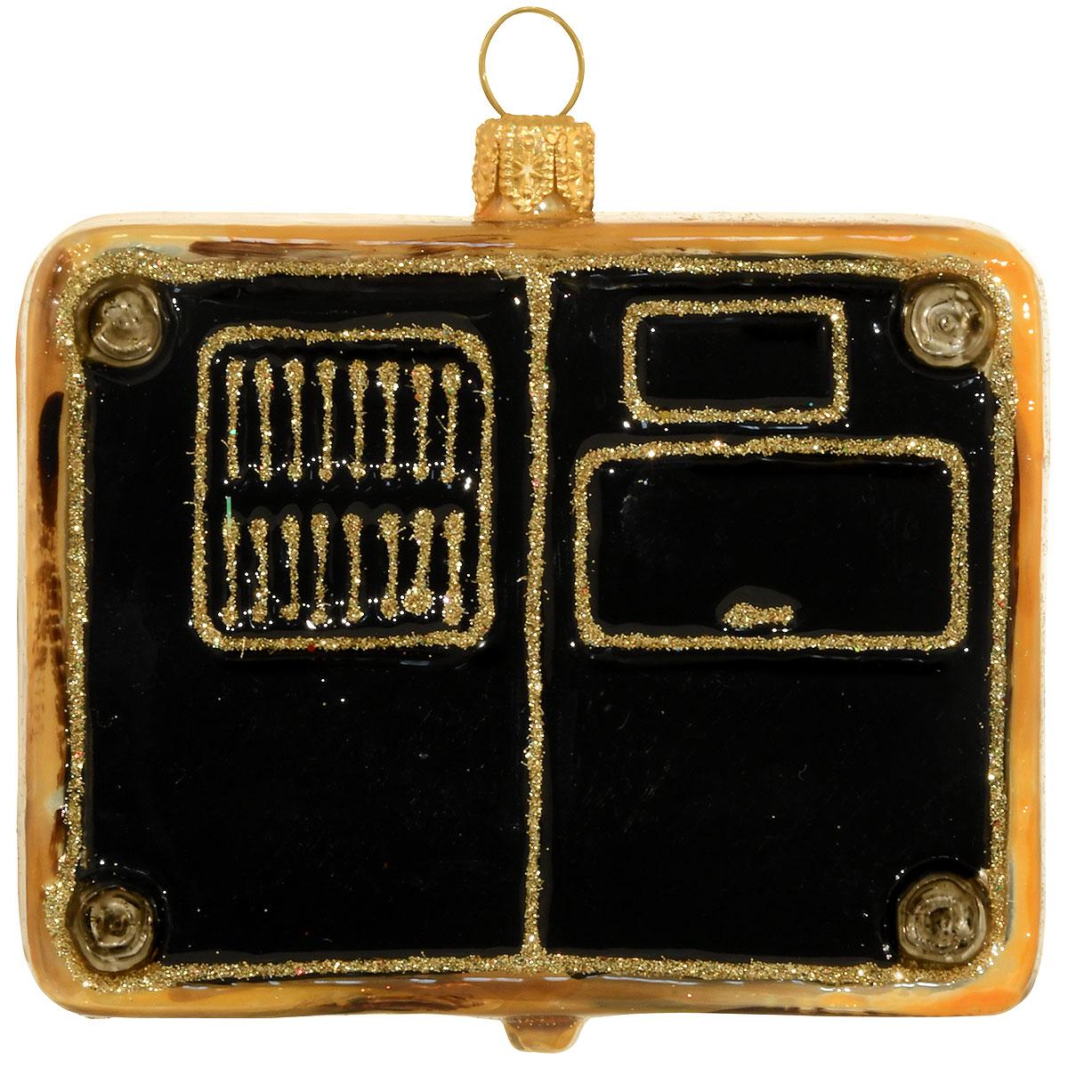 Retro Record Player Glass Ornament