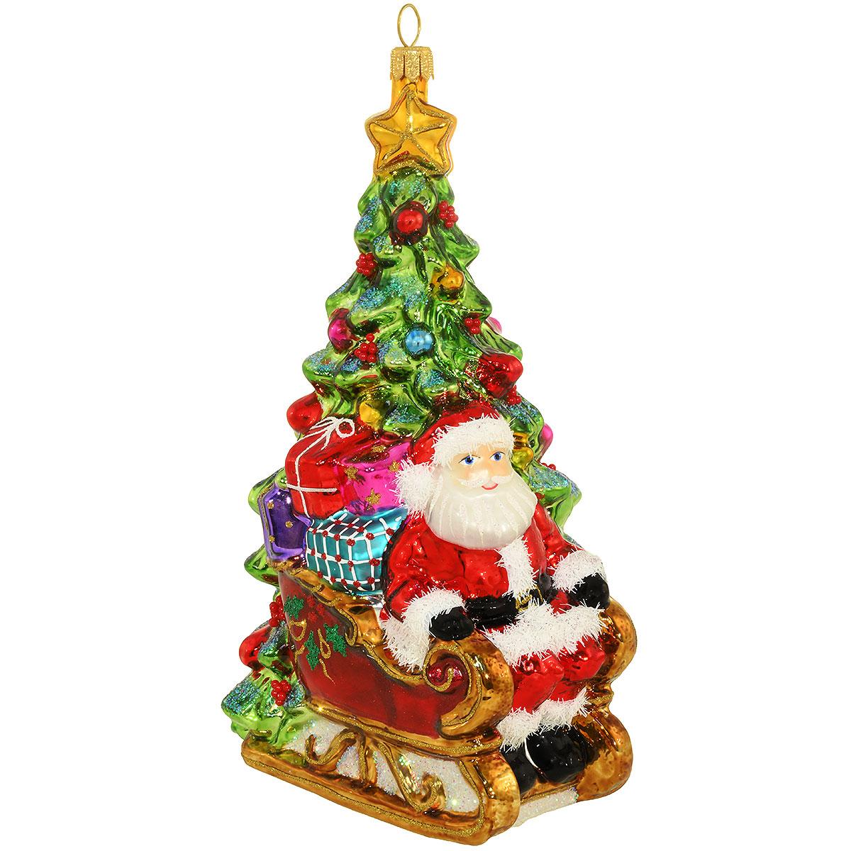 Santa On Sleigh By The Tree Orn.