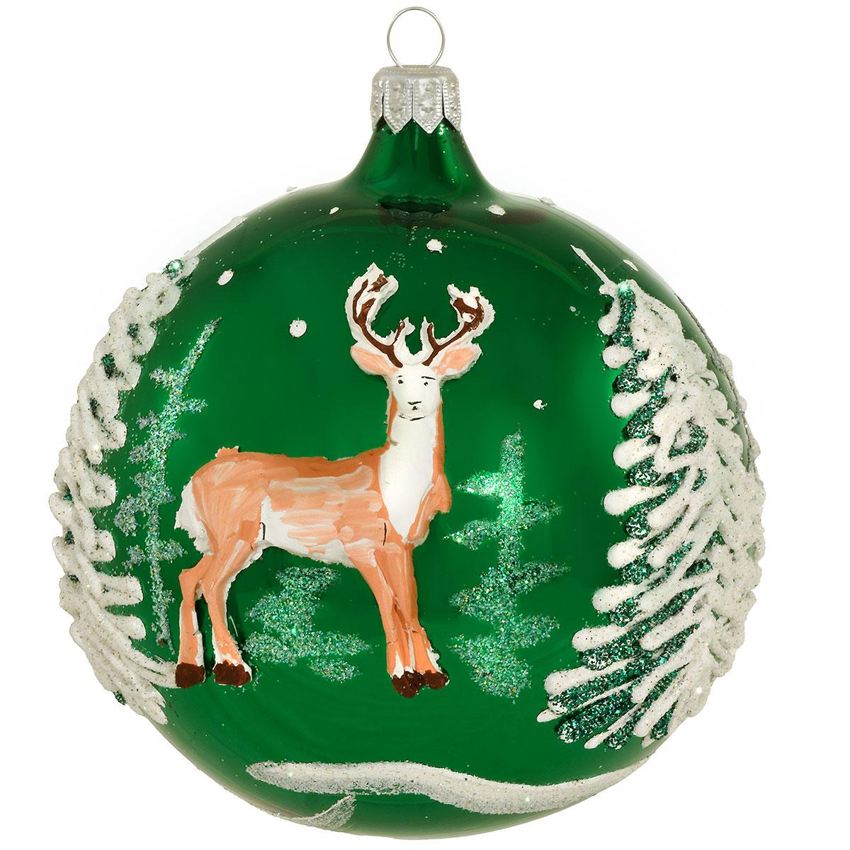 Shiny Green With Clay Deer Orn.