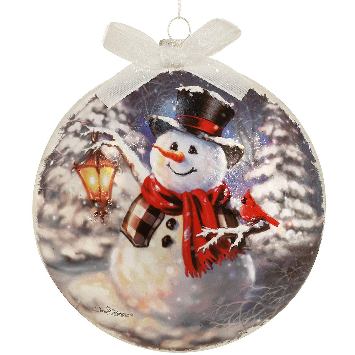 Snowman With Cardinal Luminary