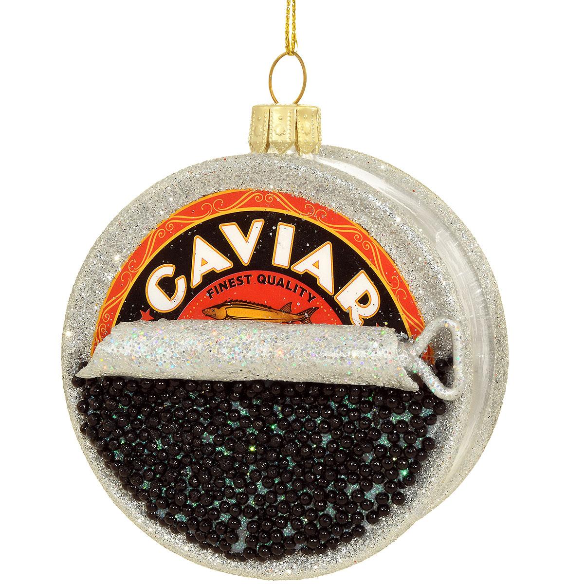 Caviar 3 Inch Silver Glass Ornament