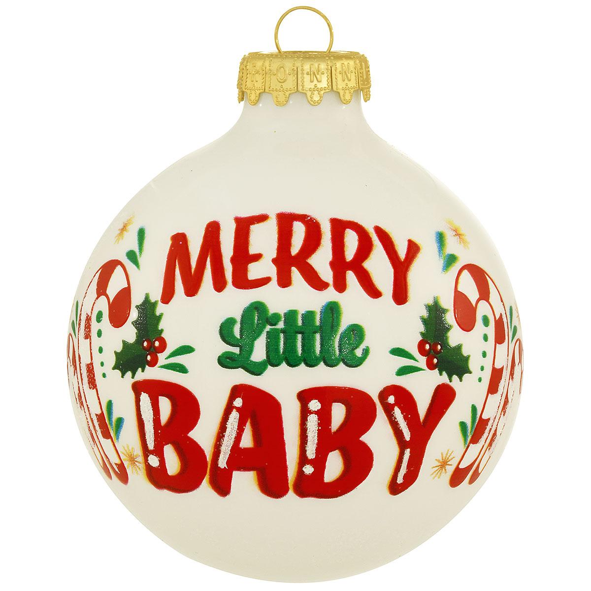 Merry Little Baby Glass Ornament
