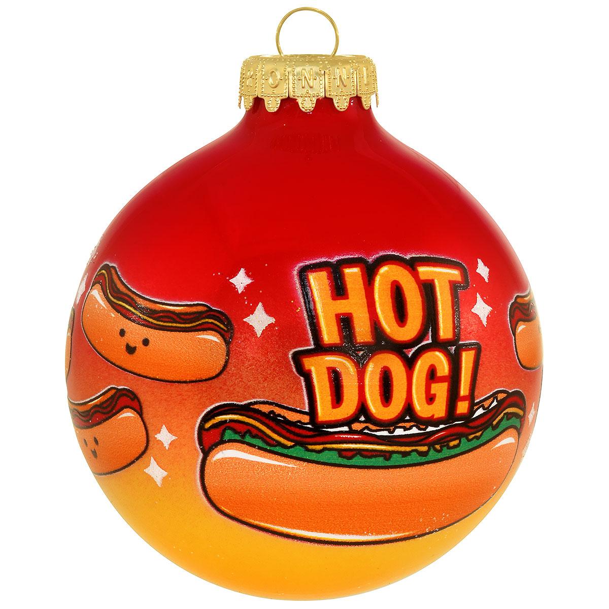Hot Dog Glass Ornament