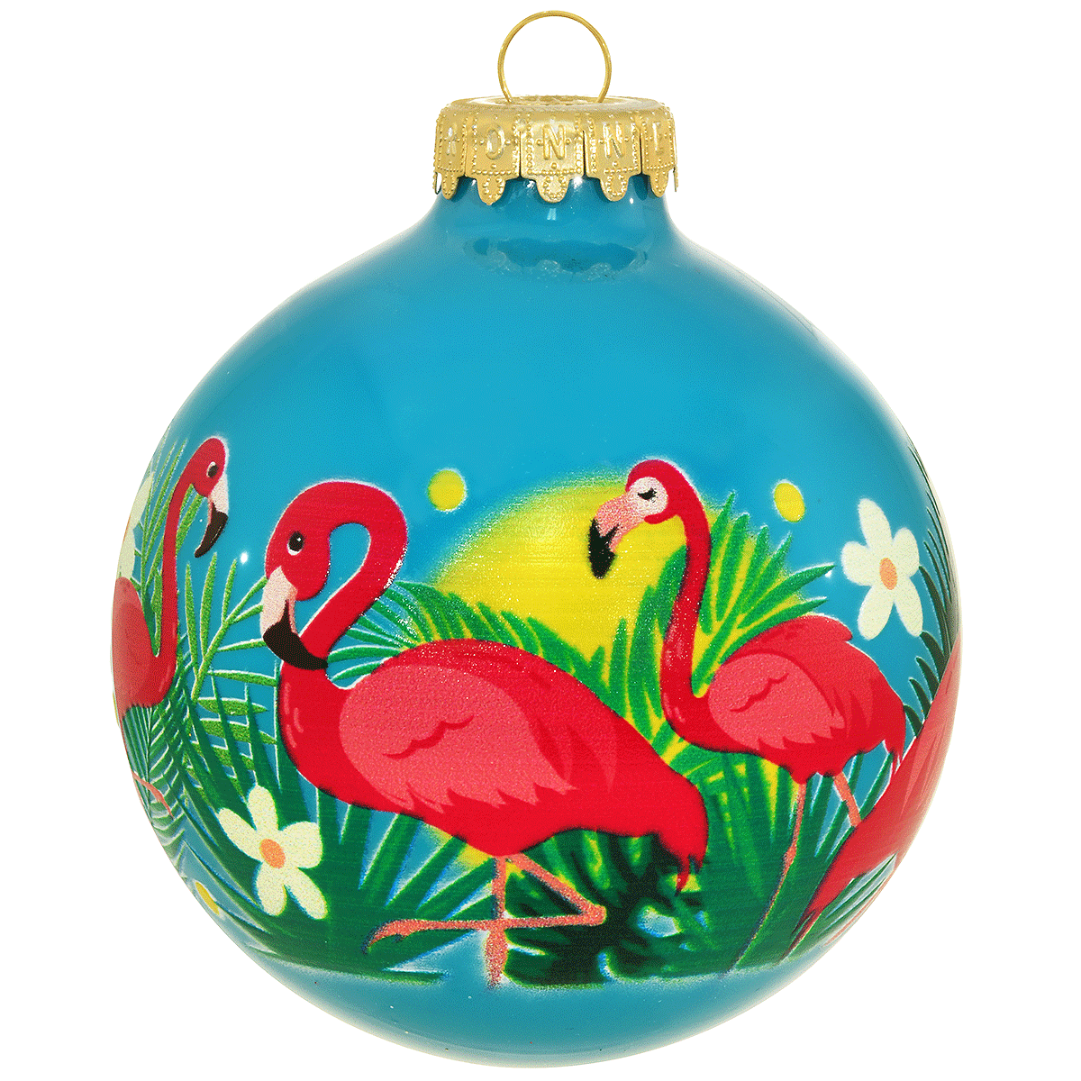 Flamingos Glass Ornament