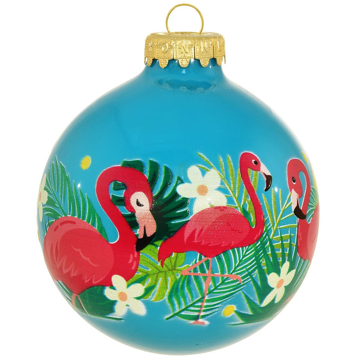 Flamingos Glass Ornament