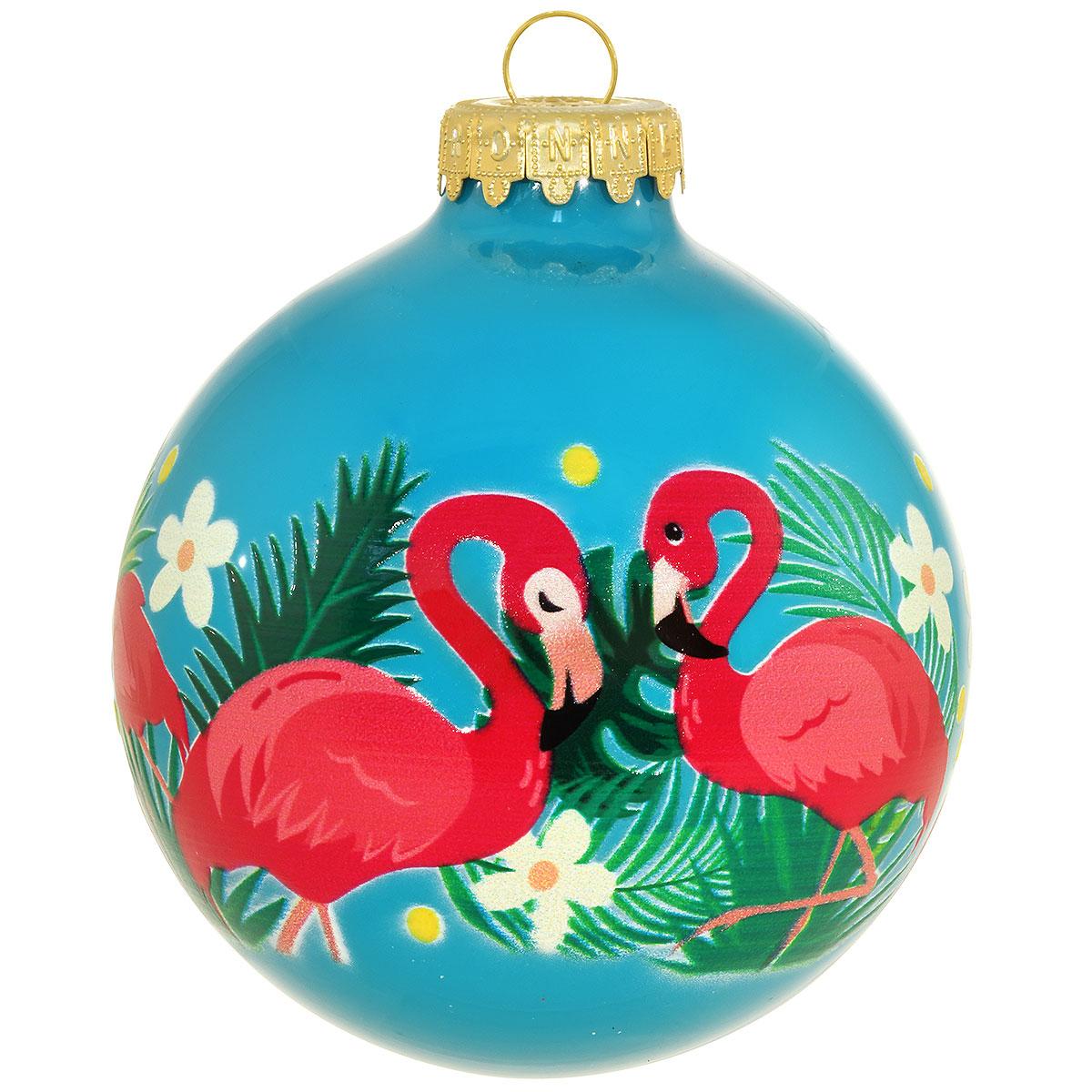 Flamingos Glass Ornament