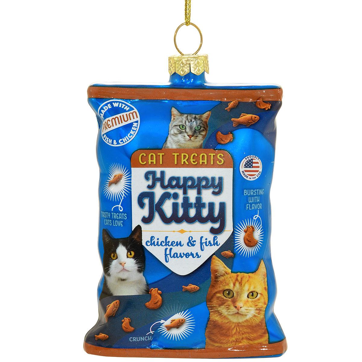 Cat Treats Glass Ornament