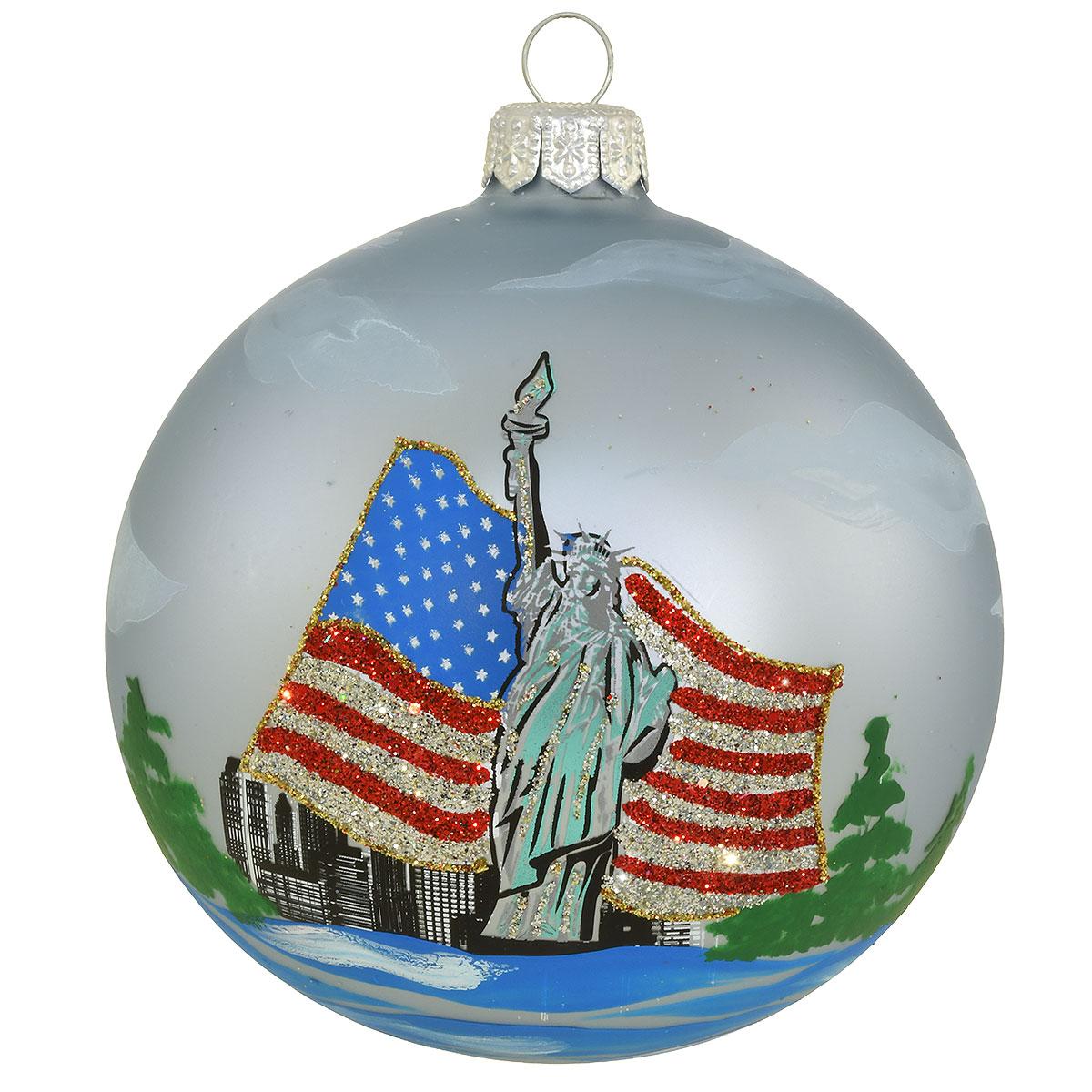 Statue Of Liberty And Flag Ornament