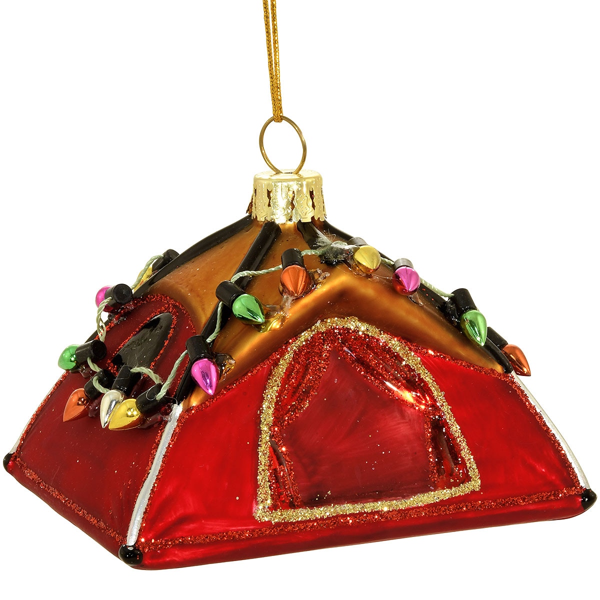 Tent With Lights Glass Ornament