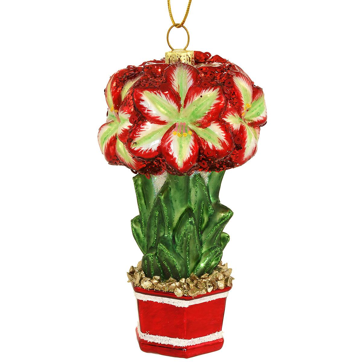 Amaryllis Glass Ornament