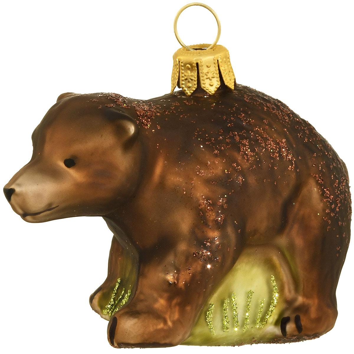 Brown Bear Baby Glass Ornament