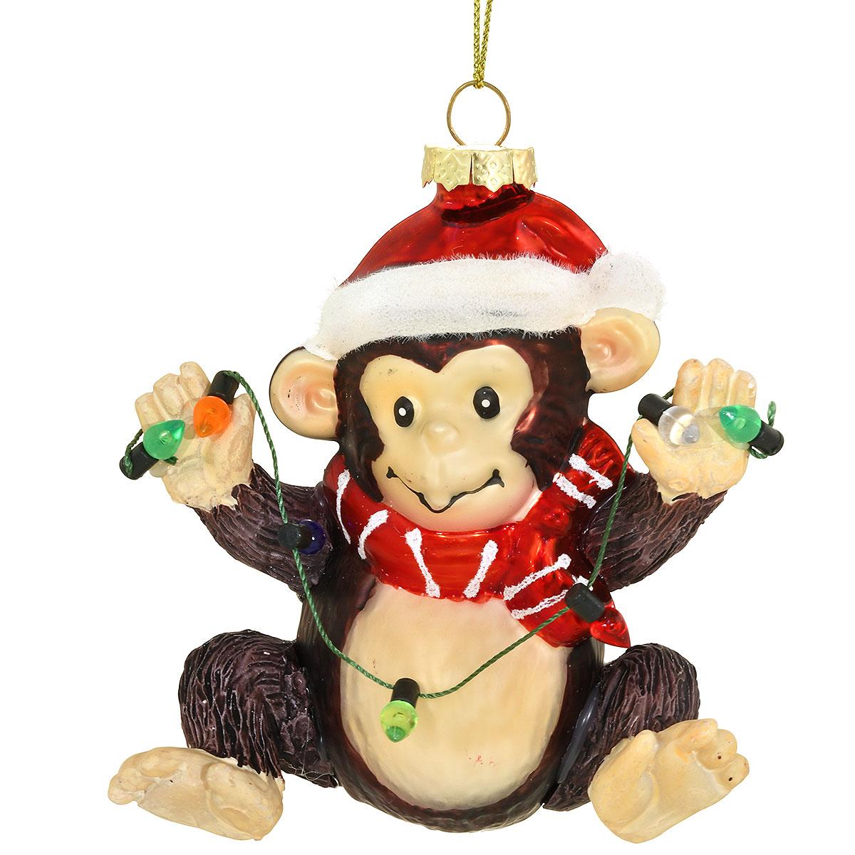 Monkey With Lights Ornament