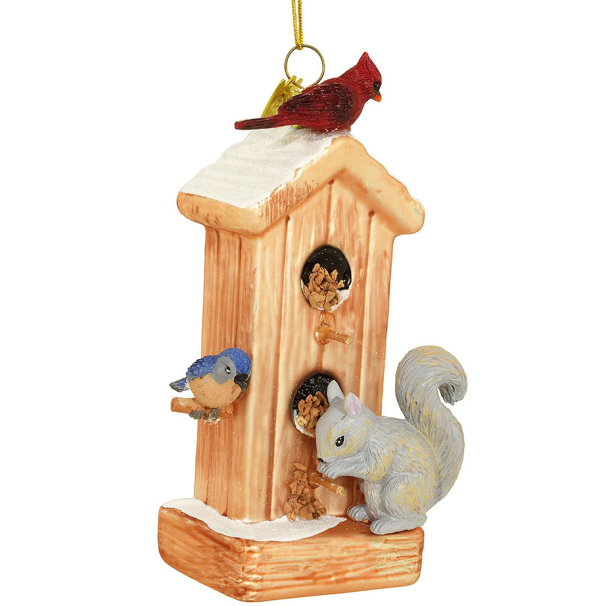 Feeder With Birds And Squirrel