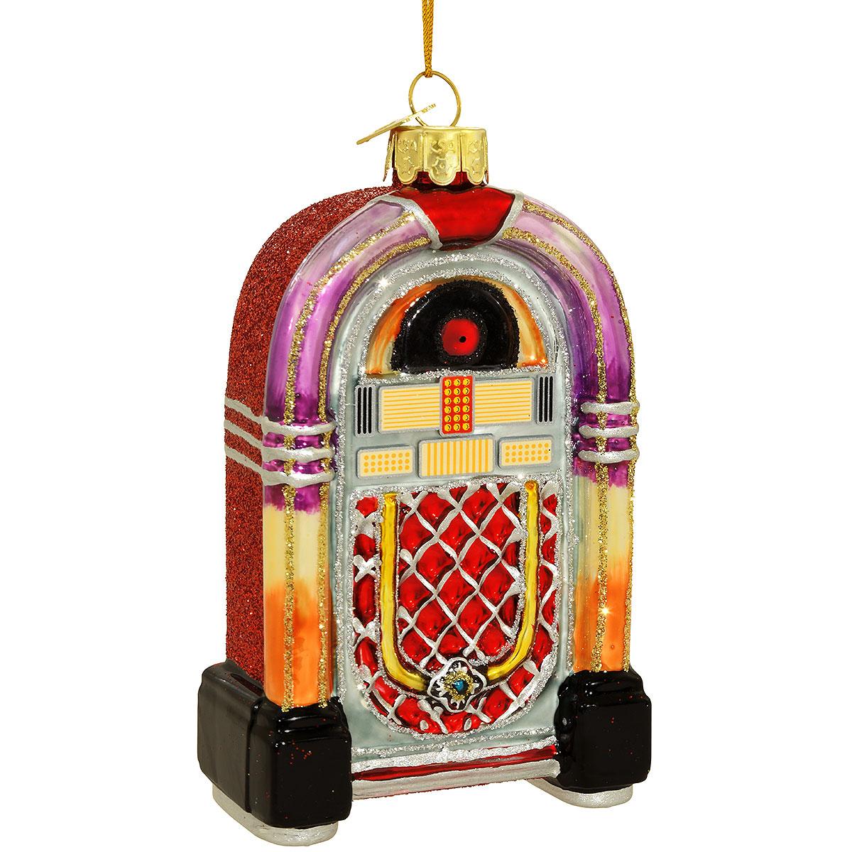 Retro Juke Box Glass Ornament