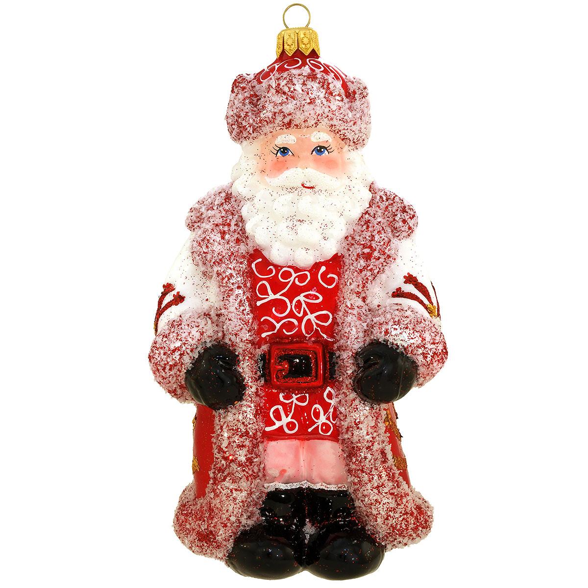 Russian Santa Glass Ornament