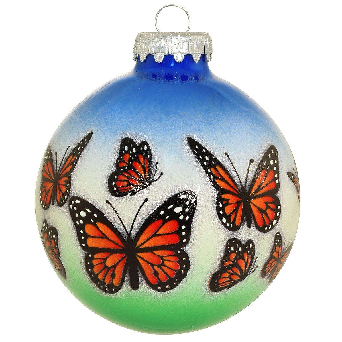 Monarchs Three-Tone Glass Ornament
