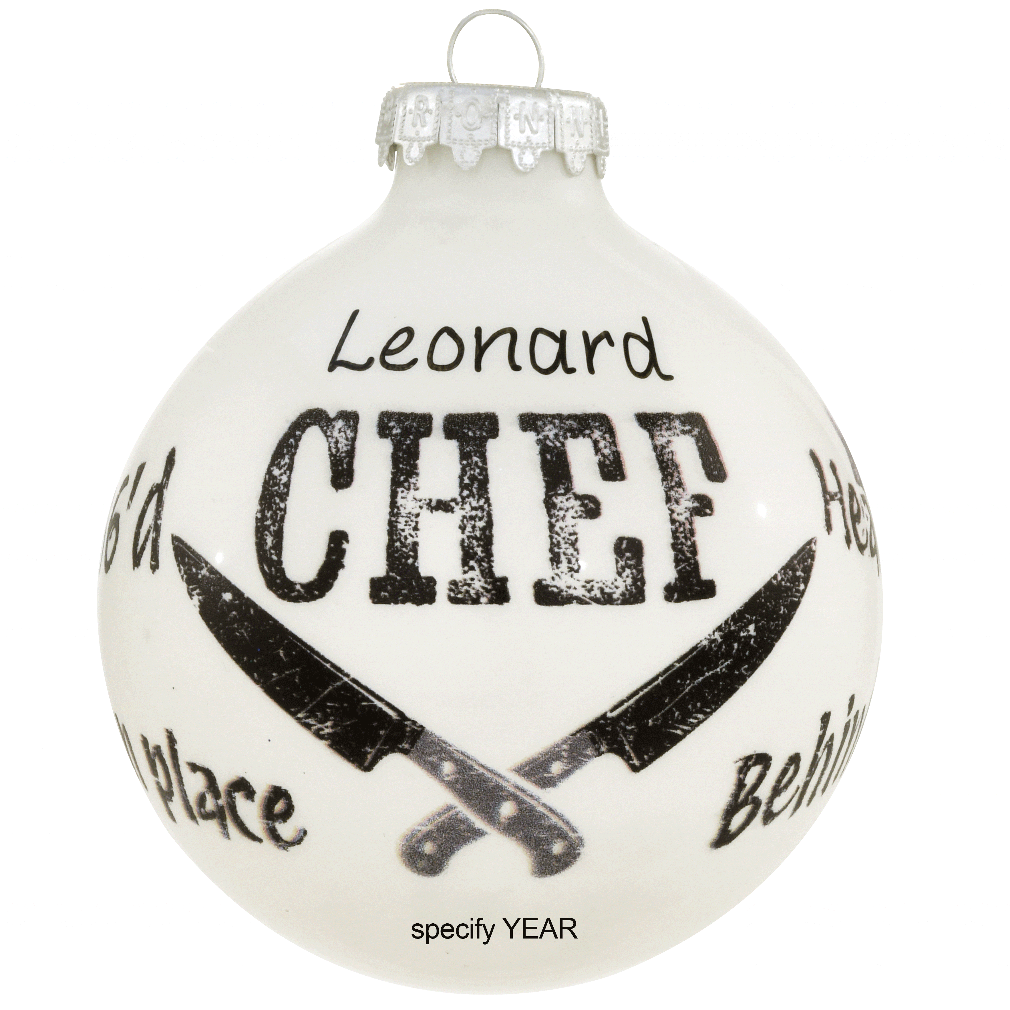 Personalized Chef Glass Ornament