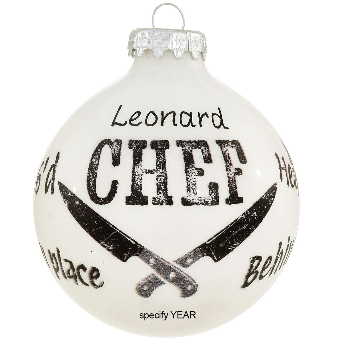 Personalized Chef Glass Ornament