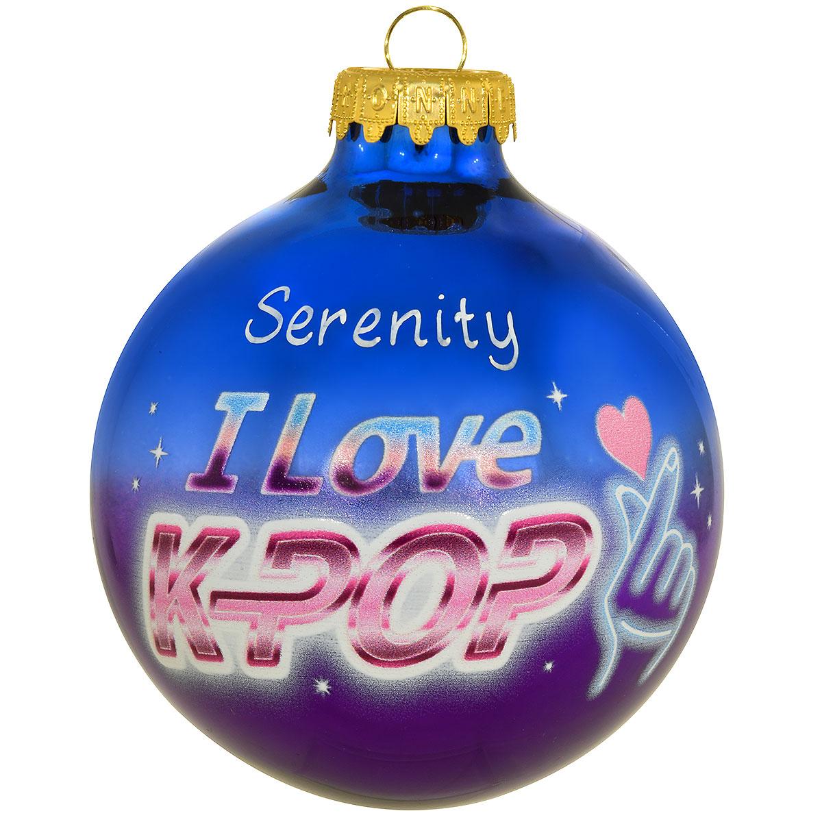 Personalized I Love K-Pop Two-Tone Glass Ornament