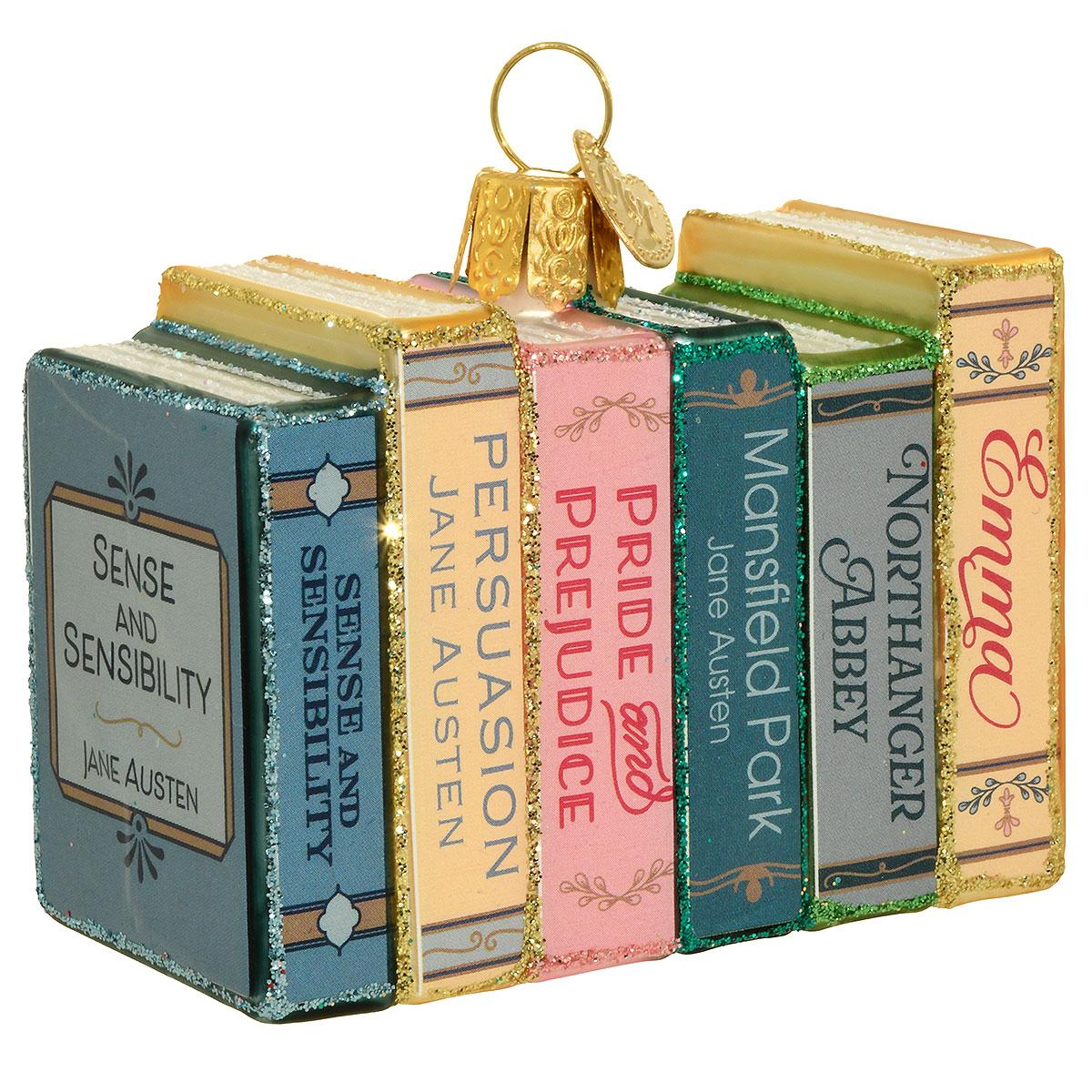 Jane Austen Books Glass Ornament