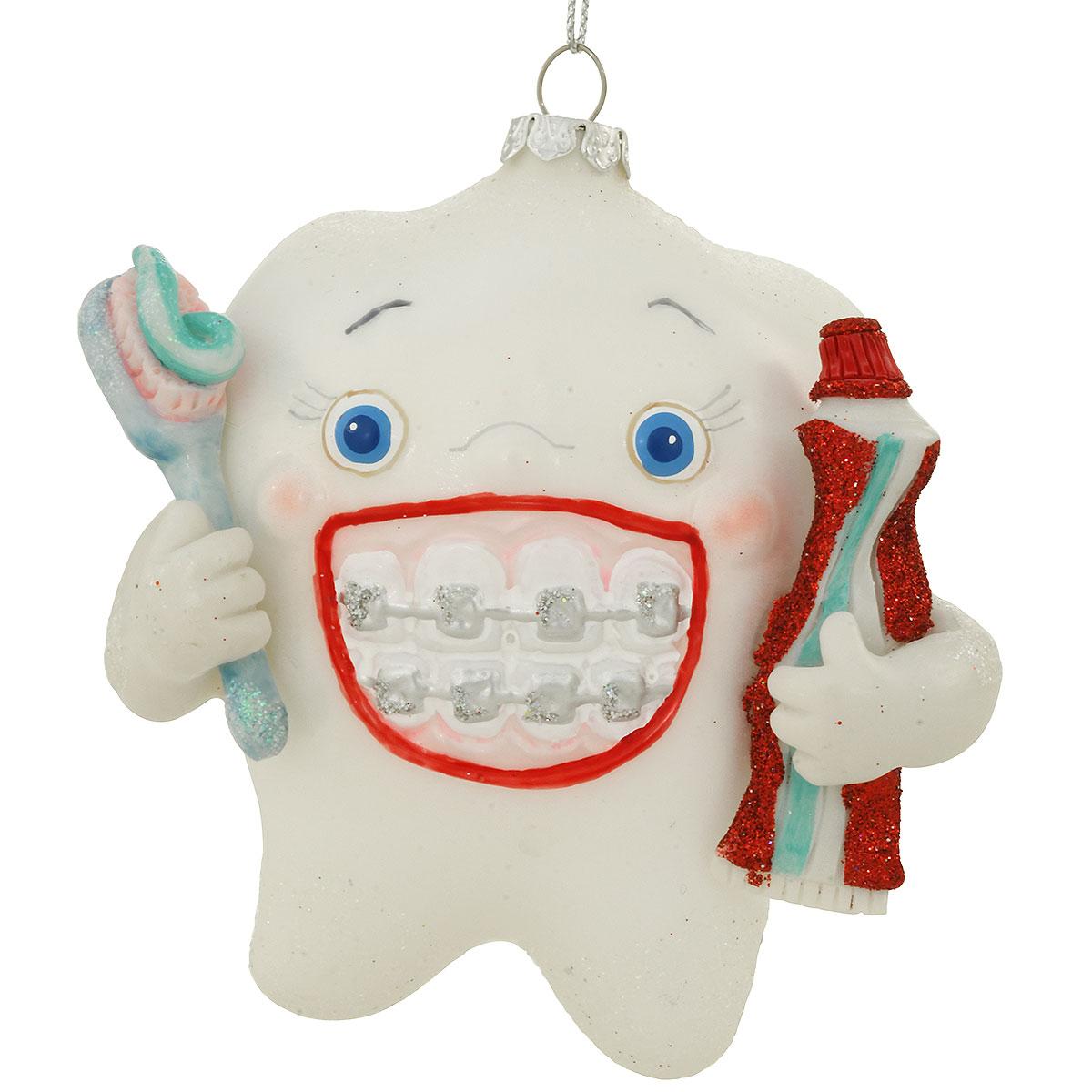 Tooth With Braces And Toothbrush