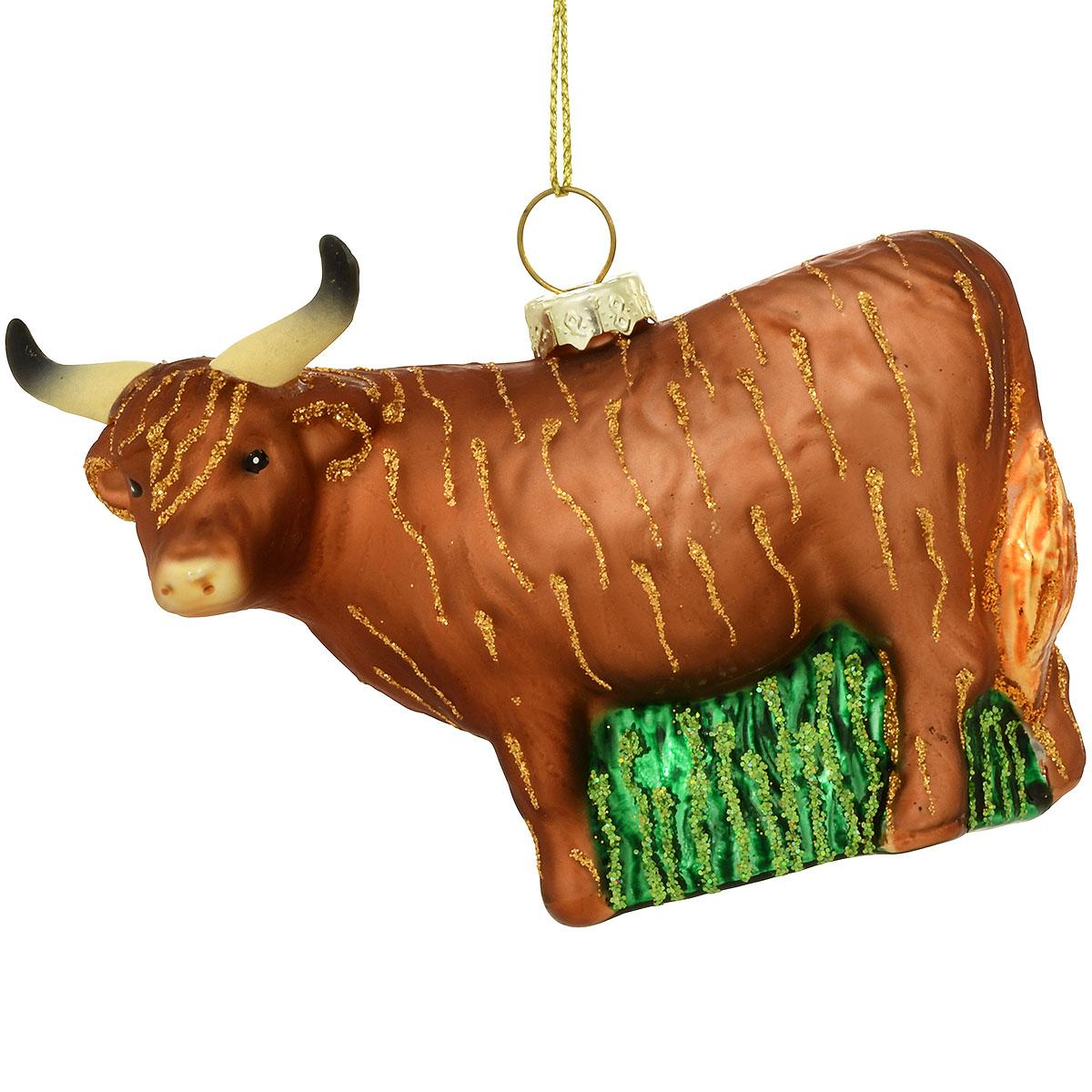 Cow Brown Glass Ornament
