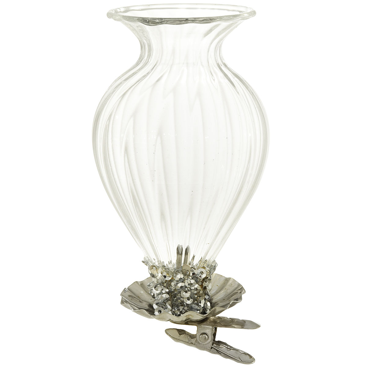 Vase Clear Glass With Metal Clip