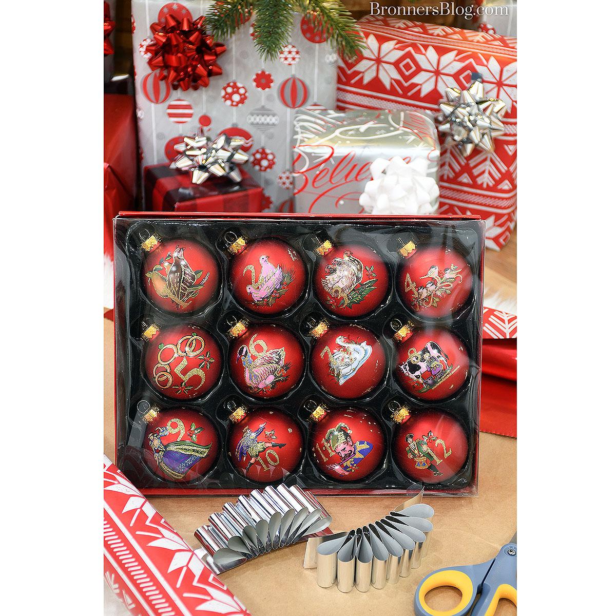 12 Days Of Christmas Glass Ornament Set