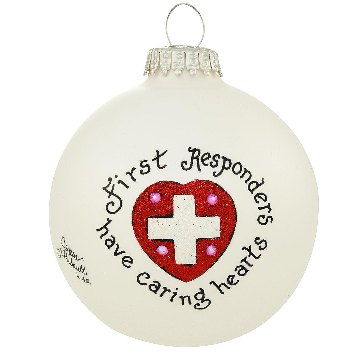 First Responders Heart Gifts Glass Ornament