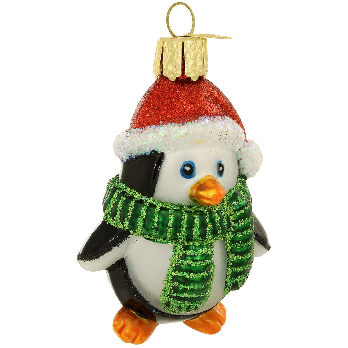 Playful Penguin Glass Ornament