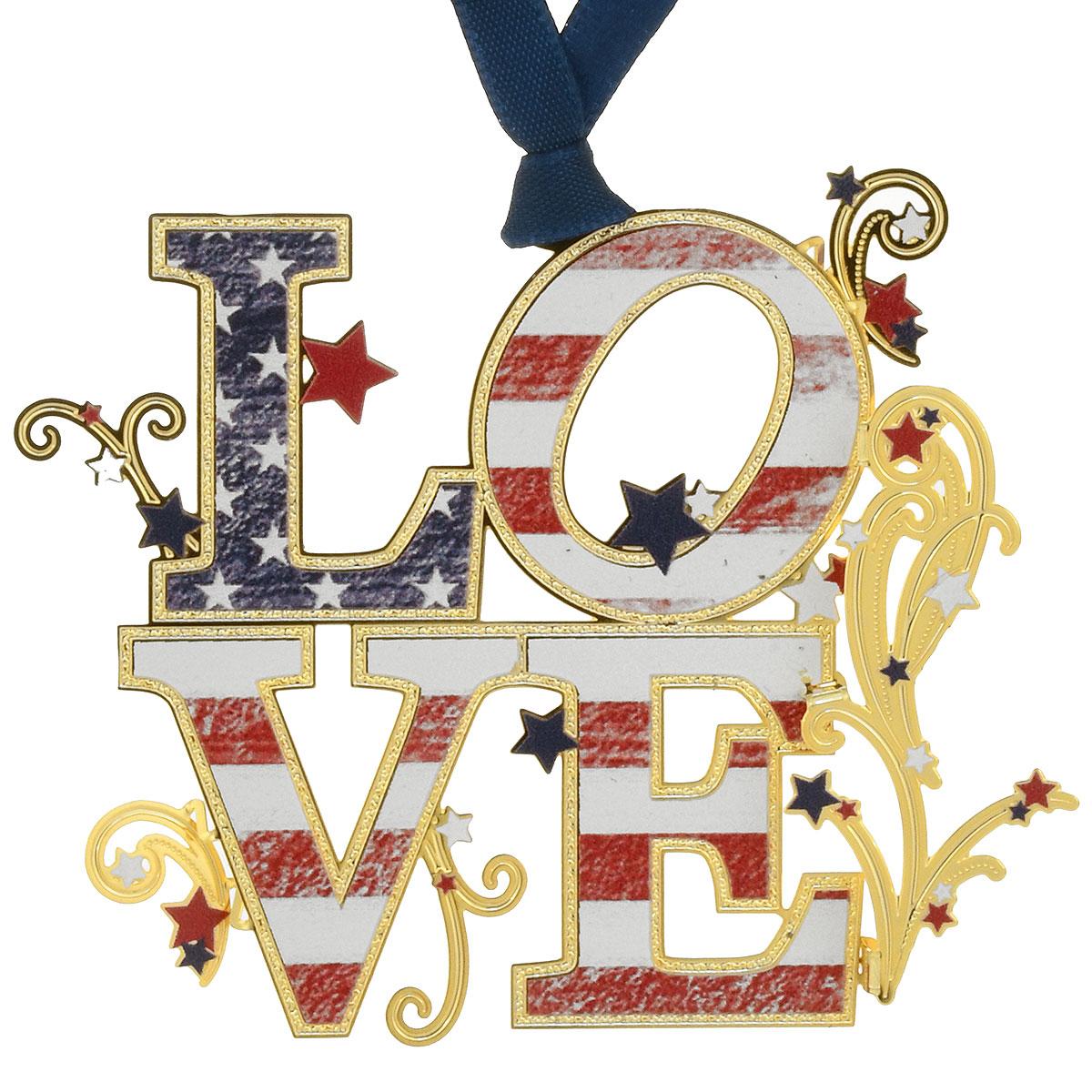 Patriotic LOVE Brass Ornament