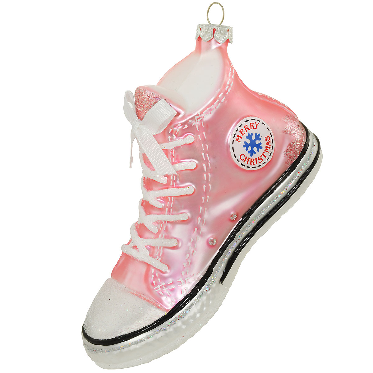 Pink Canvass Shoe Glass Ornament