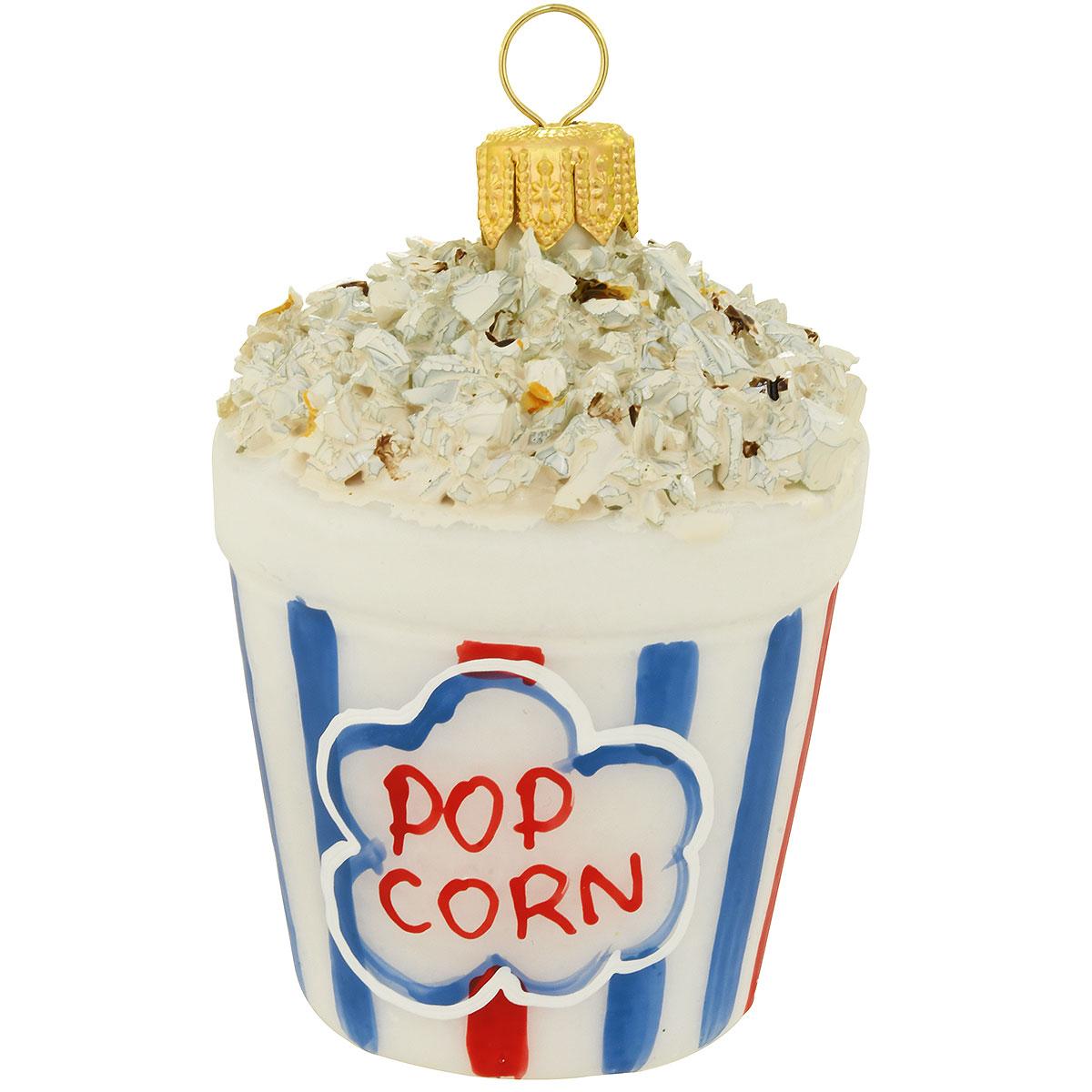 Popcorn Bucket Glass Ornament