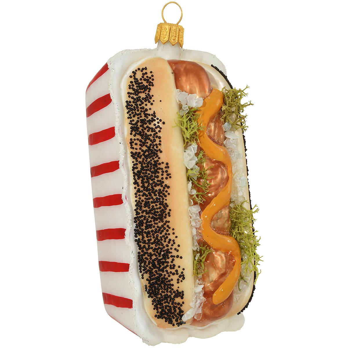 Hot Dog In Wrapper Glass Ornament