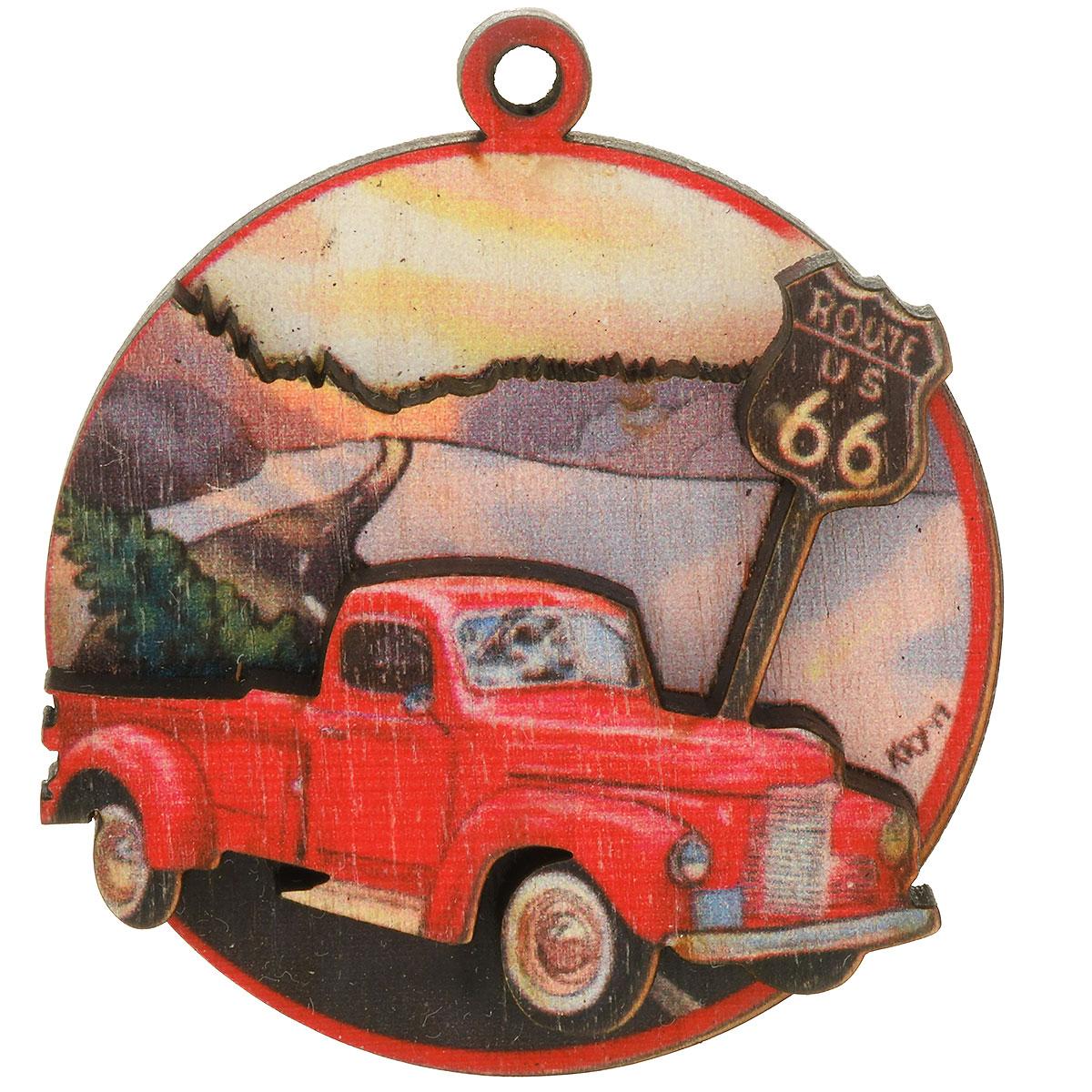 Red Truck Route 66 Wood Ornament
