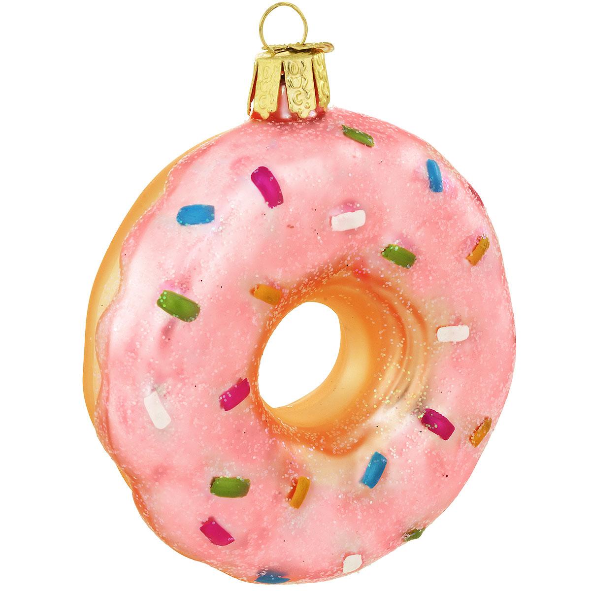 Pink Frosted Donut Glass Ornament