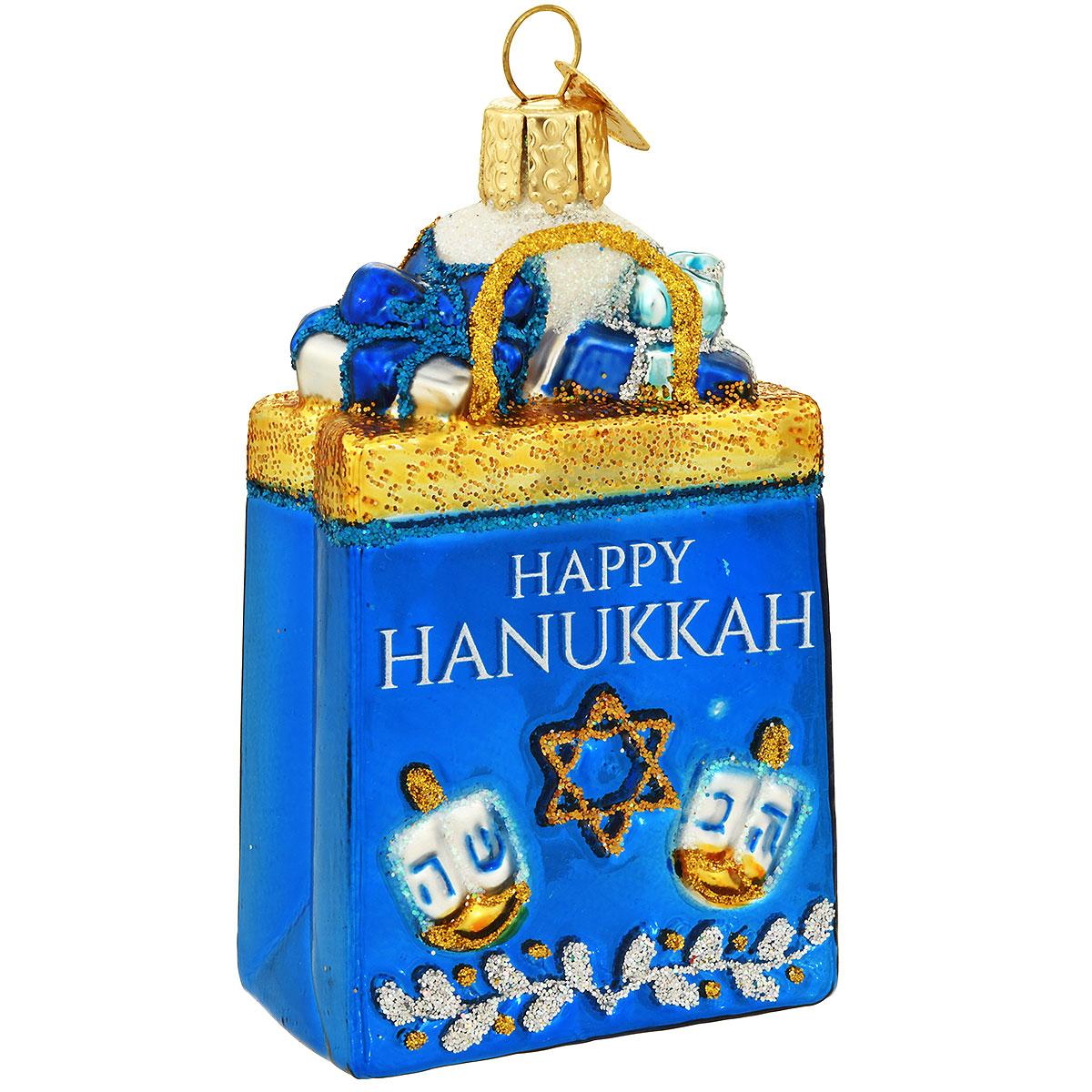 Happy Hanukkah Glass Ornament
