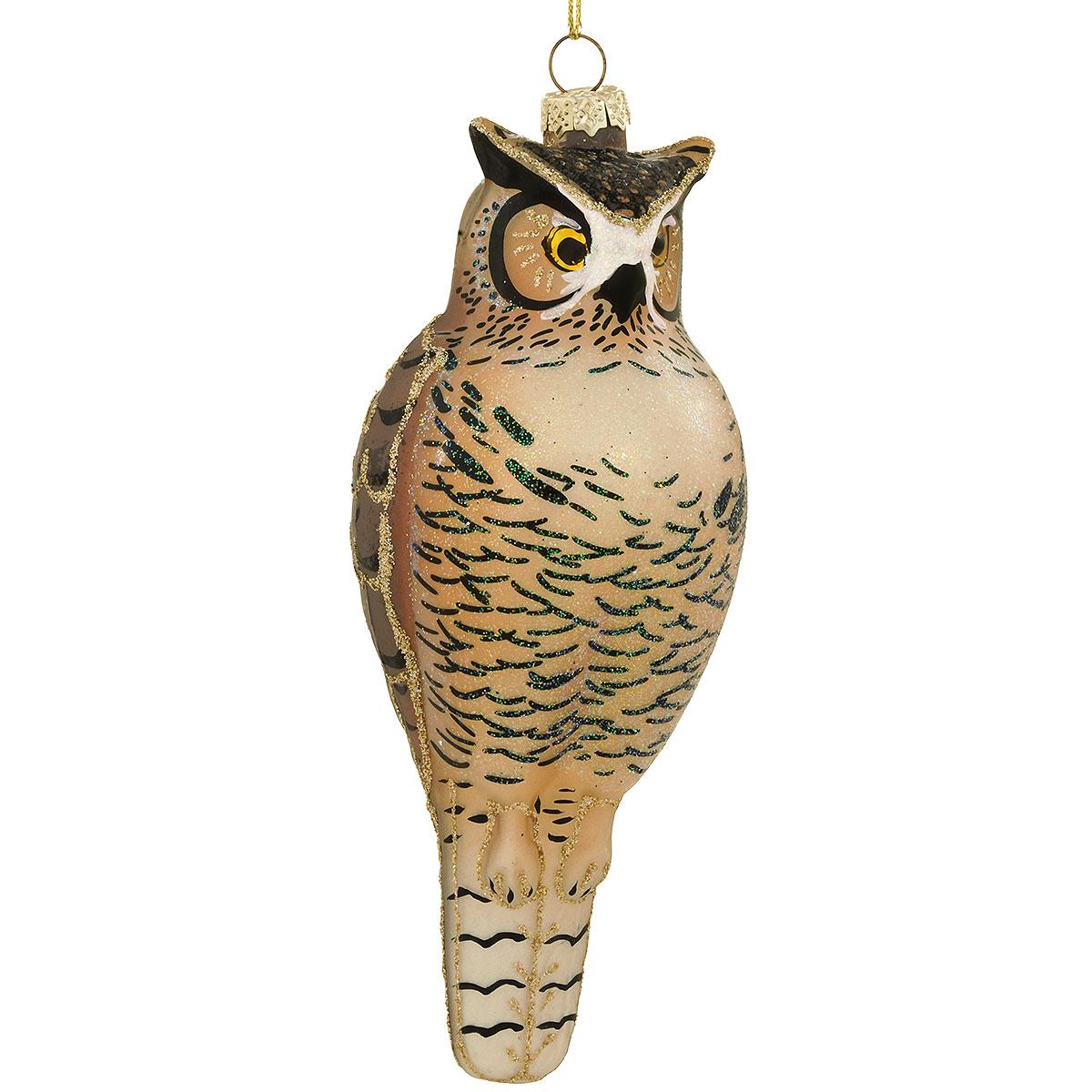 Great Horned Owl Glass Ornament