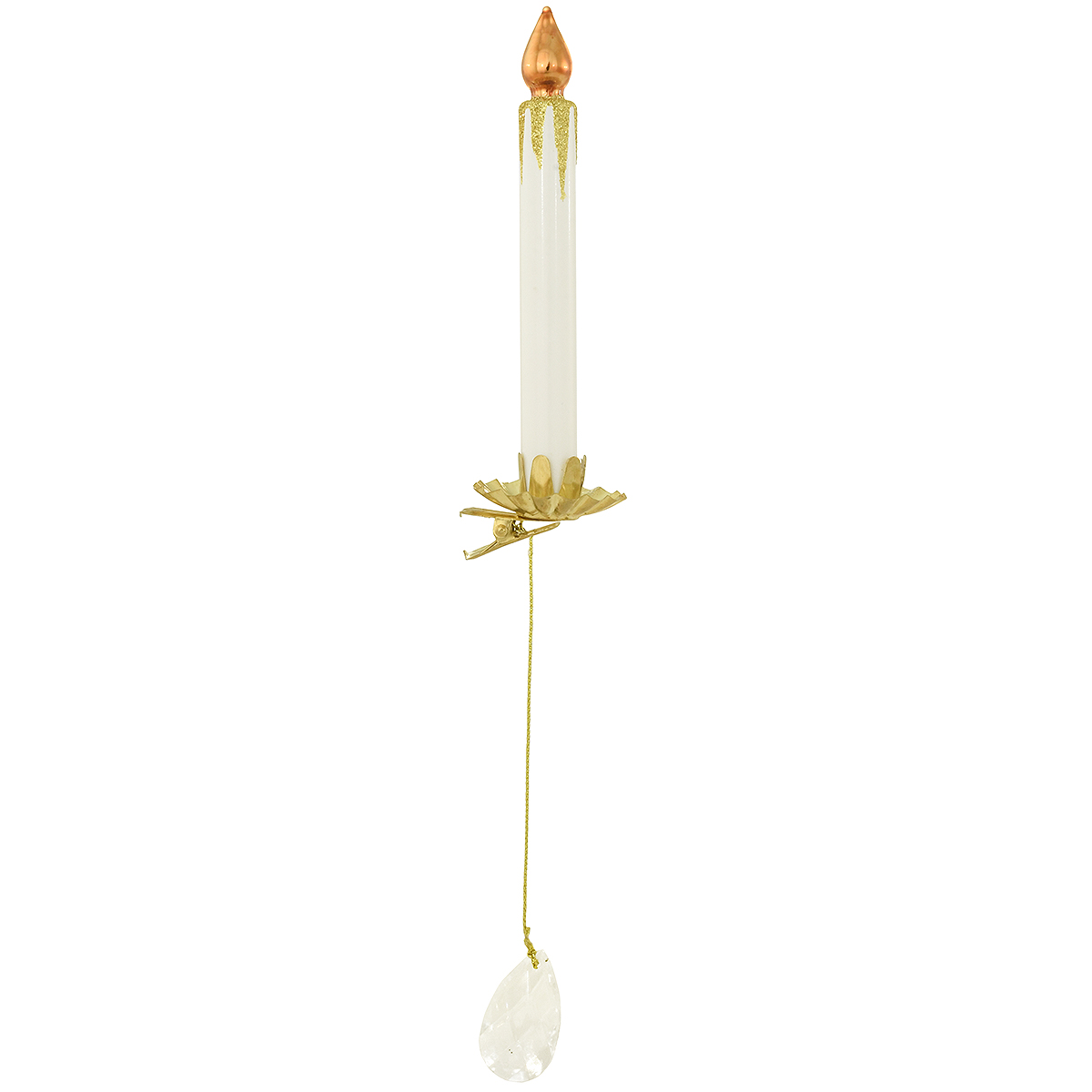 Candle, White/Gold Clip Ornament