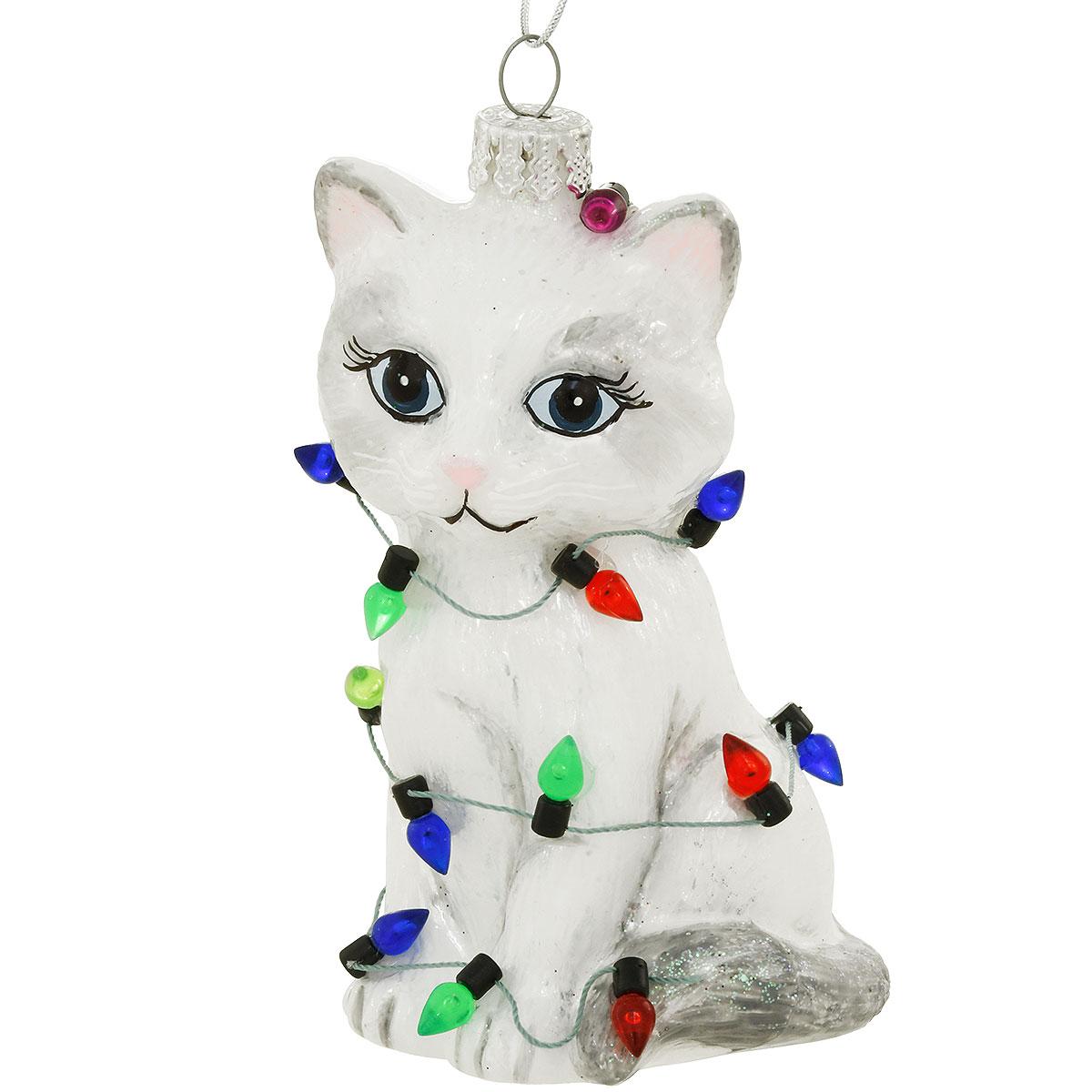 Cat Wrapped In Lights Ornament