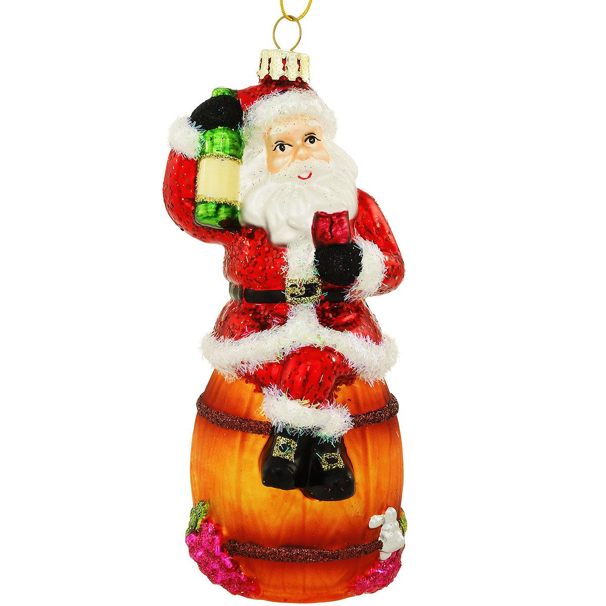 Santa On Wine Barrel Ornament