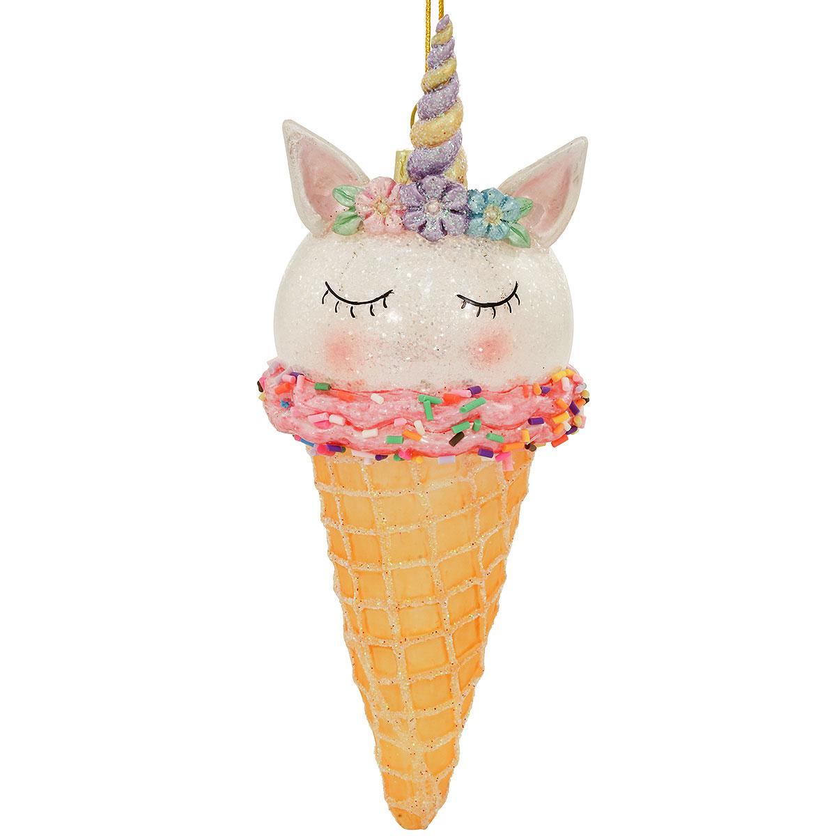 Unicorn Ice Cream Cone Ornament