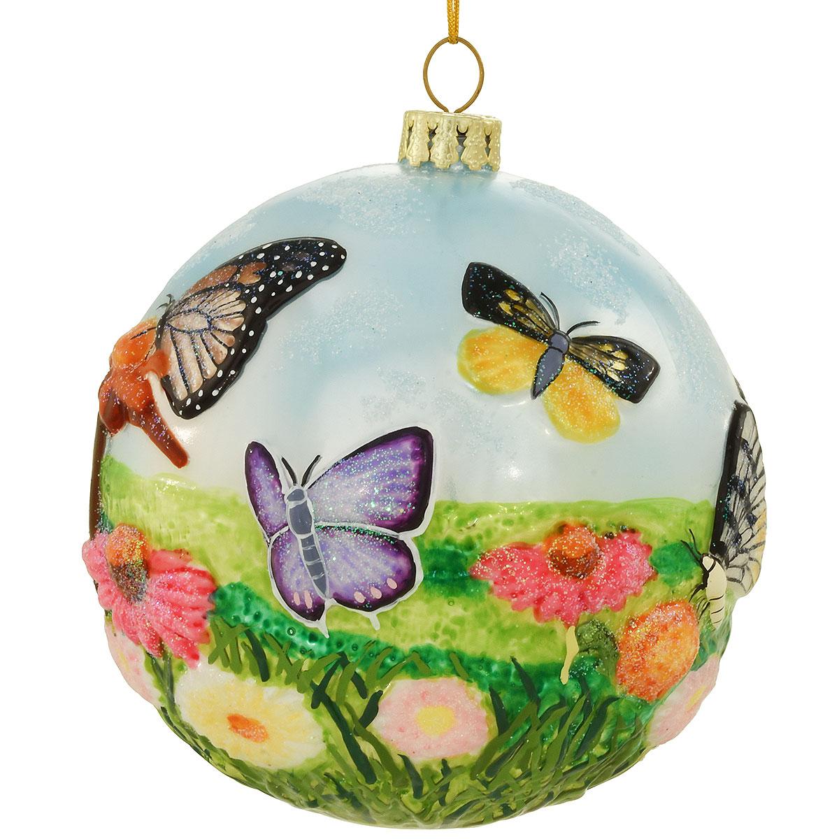 Butterfly Relief Glass Ornament