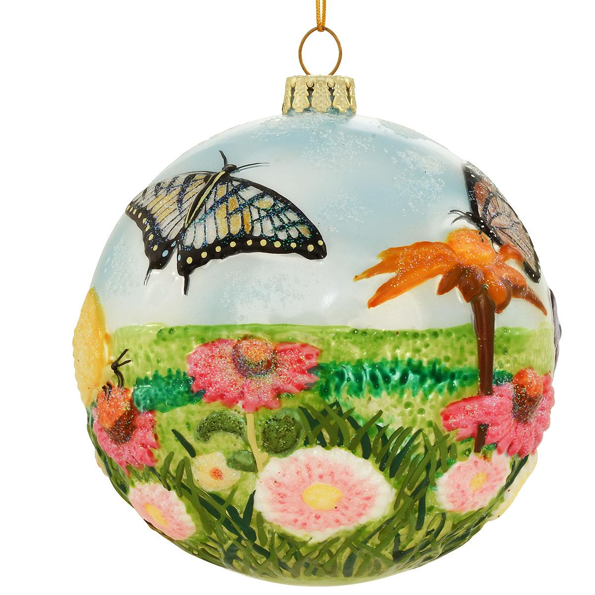 Butterfly Relief Glass Ornament