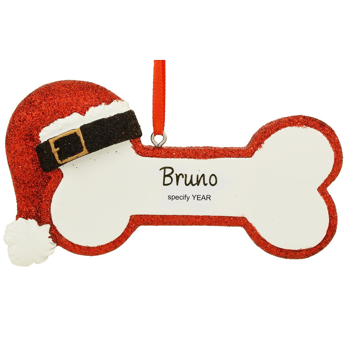 Personalized Dog Bone In Santa Hat