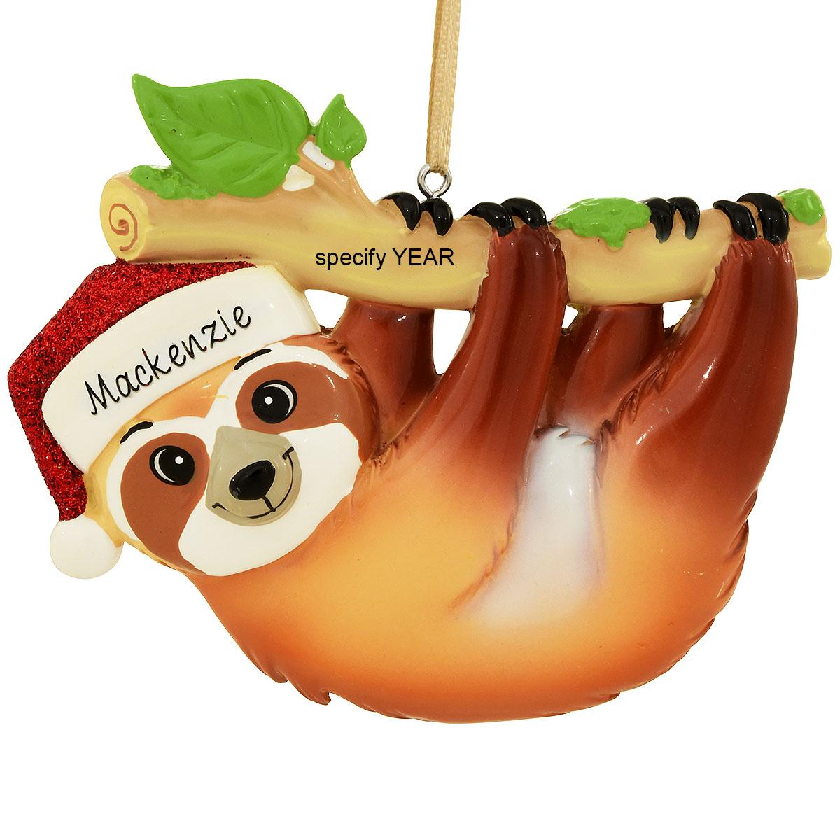 Personalized Sloth With Santa Hat
